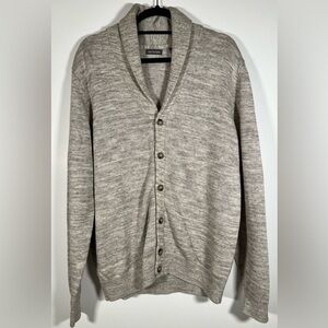 NWT Van Heusen mens gray white cardigan sz M grandpacore shawl collar